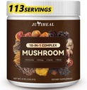 10-en-1 Poudre de champignons, Complexe de champignons - Lions Mane, Reishi, Shiitake, Chaga, Turkey Tail, Cordyceps, Maitake & More, Poudre de complément de champignons pour l'énergie, la mémoire, le focus et le soutien immunitaire 8oz