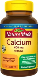 Nature faite de calcium 600 mg avec vitamine D3, supplément alimentaire pour le soutien des os, 120 comprimés (paquet de 3)
