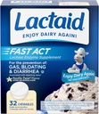 Lactaid Fast Act Lactose Intolerance Relief Chewables with Natural Lactase Enzyme to Prevent Gas, Bloating & Diarrhea Due to Lactose Sensitivity, On-The-Go, Vanilla Twist Flavor, 32 x 1 ct