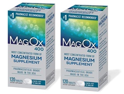 Comprimés de suppléments alimentaires minéraux de Magnésium 400, 483 mg d'oxyde de magnésium, grade pharmaceutique, 120 Nombre, (paquet de 2)