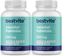 BESTVITE Ascorbyl Palmitate 500mg (240 Vegetarian Capsules) (2-Pack) - No Stearates - No Fillers - No Flow Agents