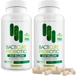 Bacticure Probiotic 120 Capsules | Probiotics Supplement w/High CFU Formula for Men & Women | Prebiotics & Digestive Enzymes for Digestion & Gut Health, Vaginal Health, Colon Cleanse, Immune Support