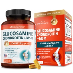 Glucosamine Chondroïtine MSM Supplément de soutien conjoint - Collagène Peptides, Turmeric et Ginger, Acide hyaluronique, Glucosamine Chondroïtine Sulfate pour le confort articulaire - Sans gluten, sans OGM, 180 capsules