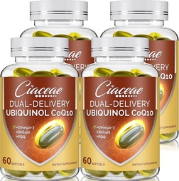 Ubiquinol CoQ10 600 MG Softgels with Omega-3 & Shilajit & PQQ, Advanced Dual-Delivery Coenzyme-Q10, Active CoQ10 Ubiquinol Supplement for Fertility, Antioxidant, Heart, Brain & Energy, 240 Servings