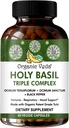Organic Veda Holy Basil Capsules - Triple Complex Tulsi Holy Basil Leaf Extract - Soutien Santé respiratoire, Immunité - Promotion de la réponse au stress et de l'humeur - Vegan, sans gluten - 60 Compte