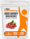 BulkSupplements.com Poudre d'extrait de loupe - supplément de baies Goji, poudre de fruits - végétalien et sans gluten, 1g par portion, 250g (8,8 oz) (paquet de 1)
