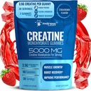 Gommies de créatine 5000mg, 30 portions Gommies monohydratées de créatine - Créatine testée par des tiers pour les femmes, créatine à saveur de fraise pour les hommes, croissance musculaire, force et rétablissement - lot de 1