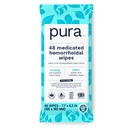 Wipes hémorroïdes flushables pour pura XL, 48 Compte, médicamentée avec Hazel de la sorcière de refroidissement, huile d'aloès et de noix de coco, soulagement rapide, sans parfum, 100% sans plastique