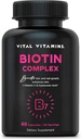 Vital Vitamins Biotin Complex Pills - with Hyaluronic Acid, MSM, Collagen, & Vitamin C - Supplement for Hair, Skin, & Nails - 60 Capsules