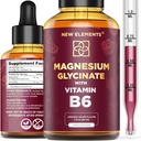 Liquid Magnesium Glycinate Drops with Vitamin B6 - Magnesium Supplement 500mg & Vitamin B6 100mg | Non-GMO No Gluten | Stress Relief | Sleep & Relaxation | Muscle & Heart Support | Natural & Vegan