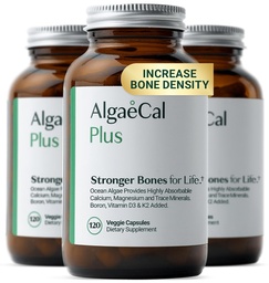 ALGAECAL supplément de calcium d'algues rouges organiques pour la densité et la résistance des os, vitamine K2 MK7 (100mg), vitamine D3 (1600 UI), magnésium (350mg) et minéraux traces, facile à avaler, 120 capsules de légumes