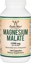 Magnesium Malate Capsules (180 Count) - 1,500mg Per Serving (Magnesium Bonded to Malic Acid), Third Party Tested, Vegan Friendly, Gluten Free by Double Wood Supplements