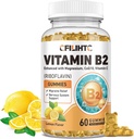 Vitamin B2 Gummies Riboflavin 400mg Supplement for Kids & Adults - Magnesium Glycinate, Zinc, CoQ10, Vitamin B12 - Migraine Relief & Energy, Nervous System Support, Sugar Free Lemon Flavor, 60ct
