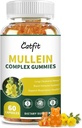 Gommies de Mullein Catfit pour poumons – Extrait de feuille de Mullein avec Quercetin, Elderberry pour le soutien respiratoire et immunitaire, santé pulmonaire et respiratoire, végétalien, ananas, 60 gommies