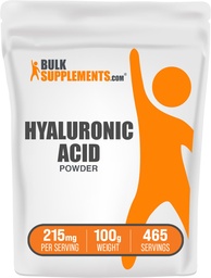 BulkSupplements.com Hyaluronic Acid Powder - as Sodium Hyaluronate, Hyaluronic Acid Supplements - Food Grade, Gluten Free - 215mg per Serving, 100g (3.5 oz) (Pack of 1)