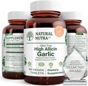 Natural Nutra High Allicin Garlic Supplement, Supports Immune System, Improve Heart Health, Improve Enzymes Health, Better Digestion, Fights Cold and Flu, Vanilla Coating, 500mg, 60 Vegan Tablets