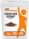 BulkSupplements.com Poudre d'extrait de graines de Cassia - Poudre de graines de Cassia, supplément à base de plantes - Sans végétalien et sans gluten, 1g par portion, 250g (8,8 oz) (paquet de 1)