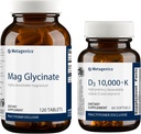Metagenics Bundle - D3 10,000 + K & Magnesium Glycinate - 60 Softgels of D3 for Immune Support, Bone Health & Heart Health* - 120 Tablets of Magnesium Glycinate for Nervous System Support*