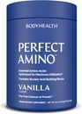 BodyHealth PerfectAmino Powder - BCAA et EAA Powder for Pre and Post Workout - Acide Amino boisson énergétique pour les hommes et les femmes pour soutenir le muscle maigre et la récupération - Vanille - 60 portions