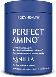 BodyHealth PerfectAmino Powder - BCAA et EAA Powder for Pre and Post Workout - Acide Amino boisson énergétique pour les hommes et les femmes pour soutenir le muscle maigre et la récupération - Vanille - 60 portions