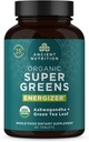La nutrition ancienne Supergreens Energizer Comprimés, Bio Superfood Comprimés avec de la caféine, fabriqués à partir de vrais fruits, légumes et herbes, pour le soutien digestif et énergétique, 90 Compte