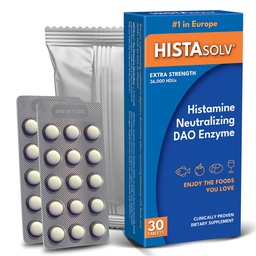 Medagel HISTAsolv Extra Strength DAO Enzyme Supplement for Histamine Food Intolerance - Eases Digestive Discomfort - Patented Tech - Made in Austria - 30 Pack