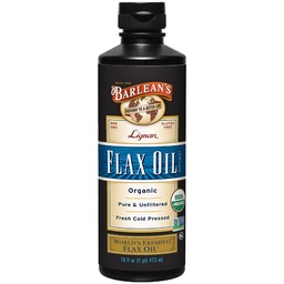 Barlean's Organic Lignan Omega 3 L'huile de lin supplément liquide pour les hommes et les femmes, Cold Press Graines de lin, 7230mg ALA acide gras, végétalien et sans gluten, 16 oz