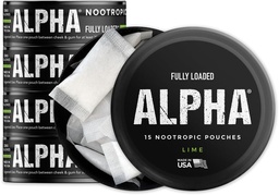 Fully Loaded Alpha Nootropic Pouches (Lime) - 5 Cans - 15 Pouches per can - Effective Nootropic Delivery, Nic Pouch Replacement - Faster Absorption, Alpha GPC, L-Tyrosine, GABA