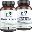 Designs for Health Magnesium Glycinate Complex (60 Capsules) & Digestzymes (60 Capsules) Bundle - Digestive Enzymes for Occasional Gas & Bloating with High Absorption Magnesium Supplement