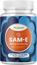 Pure SAM E Supplément 400mg - Nootropic SAM E 400mg Par service pour la mémoire et le soutien du cerveau, la santé articulaire et hépatique - S-adénosylméthionine naturelle pour équilibre d'humeur - 90 Capsules