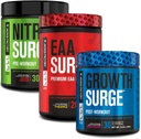 Jacked Factory Nitrosurge Pre Workout, EAA Surge Essential Amino Acids, Growth Surge Post Workout Muscle Builder Bundle
