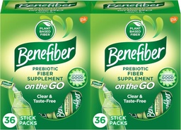 Poudre de supplément de fibre prébiotique pour la santé digestive, poudre quotidienne, boîtes de bâtons non aromatisées - 36 bâtonnets (paquet de 2)
