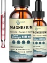 1500mg Complexe de magnésium gouttes liquides - Haute absorption triple Magnésium de magnésium liquide Glycinate, Taurat et Malate, ajouté avec Coq10, zinc, vitamine D3 pour les muscles, les nerfs et l'énergie