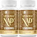 1500 MG NAD+ liposomique, 98%+ Absorption, NAD+ Supplément pour les femmes et les hommes avec TMG, pour la défense du vieillissement, l'énergie cellulaire, le cœur et la fonction cérébrale, Longévité, 120 Softgels
