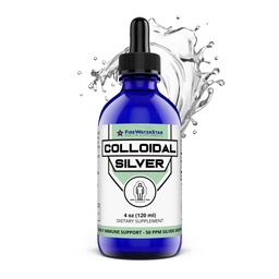 Argent colloïdal FWS, gouttes d'argent liquide, argent pur à 99,99 %, bouteille en verre de 4 oz, 60 portions (2 mois d'approvisionnement), 50 ppm, concentré pour des portions faciles et pratiques