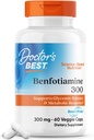 La meilleure Benfotiamine 300 de docteur avec BenfoPure, aide à maintenir un métabolisme du glucose sain, non-OGM, végétalien, sans gluten, sans soja, 300 mg, 60 capsules de légumes