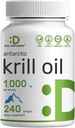SUPPLÉMENT DE DÉAL Huile de krill antarctique, 1 000 mg par portion, 240 softgels – sans mercure, sans goût de poisson – riche en oméga-3s, EPA, DHA, Astaxanthine et Phospholipides – non-OGM, sans gluten