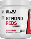 BARE PERFORMANCE NUTRITION, BPN Reds Strong Superfood Powder, enzymes digestives, antioxydants, énergie naturelle améliorée, 30 portions, fraise