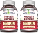 Amazing Formulas Quercetin 800mg with Bromelain 165mg, 120 Veggie Capsules Supplement (Pack of 2) - Non-GMO - Gluten Free - Supports Overall Health & Well Being