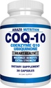 Arazo Nutrition CoQ10 Ubiquinone Coenzyme Q10-200mg Résistance maximale Supplément nutritionnel - Capsules à absorption élevée sans soja