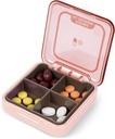 Organisateur quotidien de pilules, boîte de médecine portable 4-Compartment, compartiments de voyage, preuve d'humidité petit cas de pilule pour la chasse à la poche, conteneur de prise quotidienne