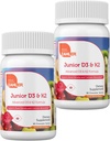 Zahler - Junior Vitamin D3 + K2 Chewable Tablets for Kids| Vitamin D for Kids 2000 IU | Delicious Vitamin D K2 Chews to Support Healthy Bones & Teeth - Kosher, Less Sugar Than Gummies (2 Pack)